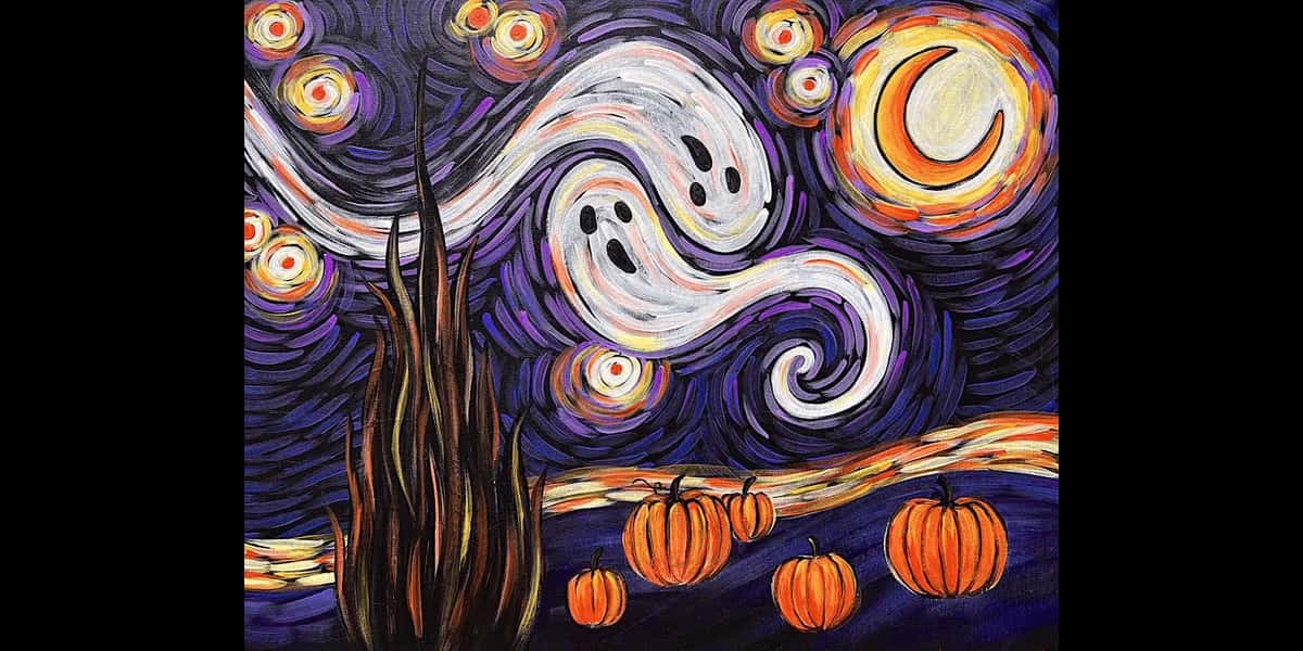 Van Gogh’s Starry Night - Halloween II - Paint and Sip in Chicago | Classpop!